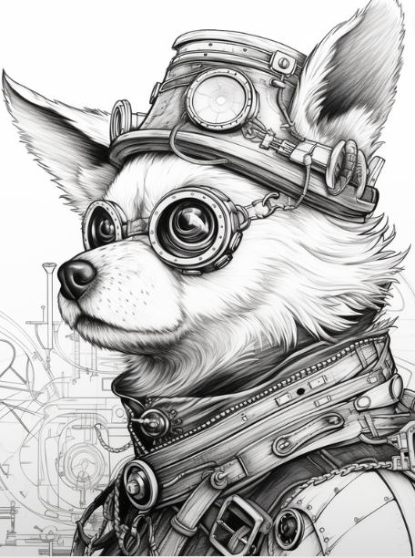 steampunk animal coloring page