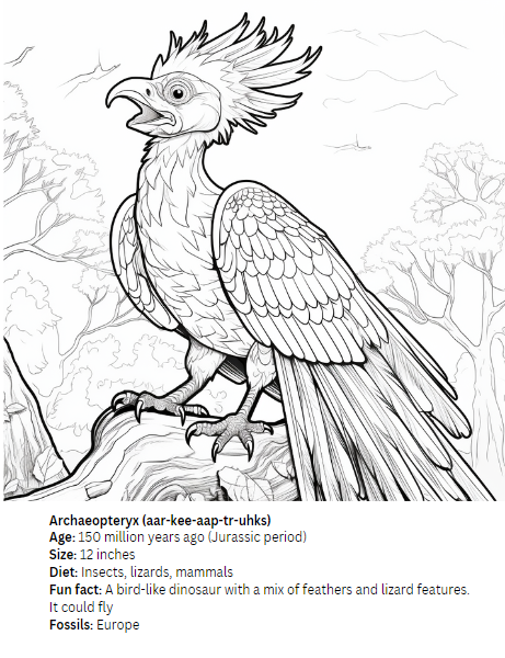color and learn dinosaur coloring page