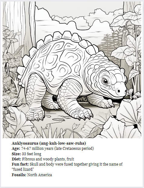 color and learn dinosaur coloring page