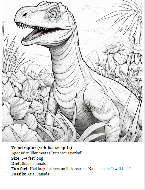 color and learn dinosaur coloring page