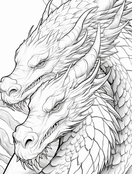 Dragon coloring book page