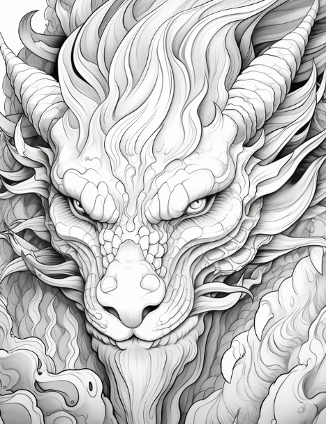 Dragon coloring book page