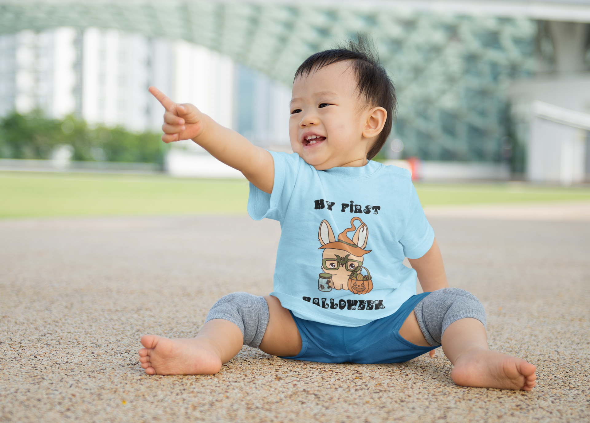 baby in my first halloween tee