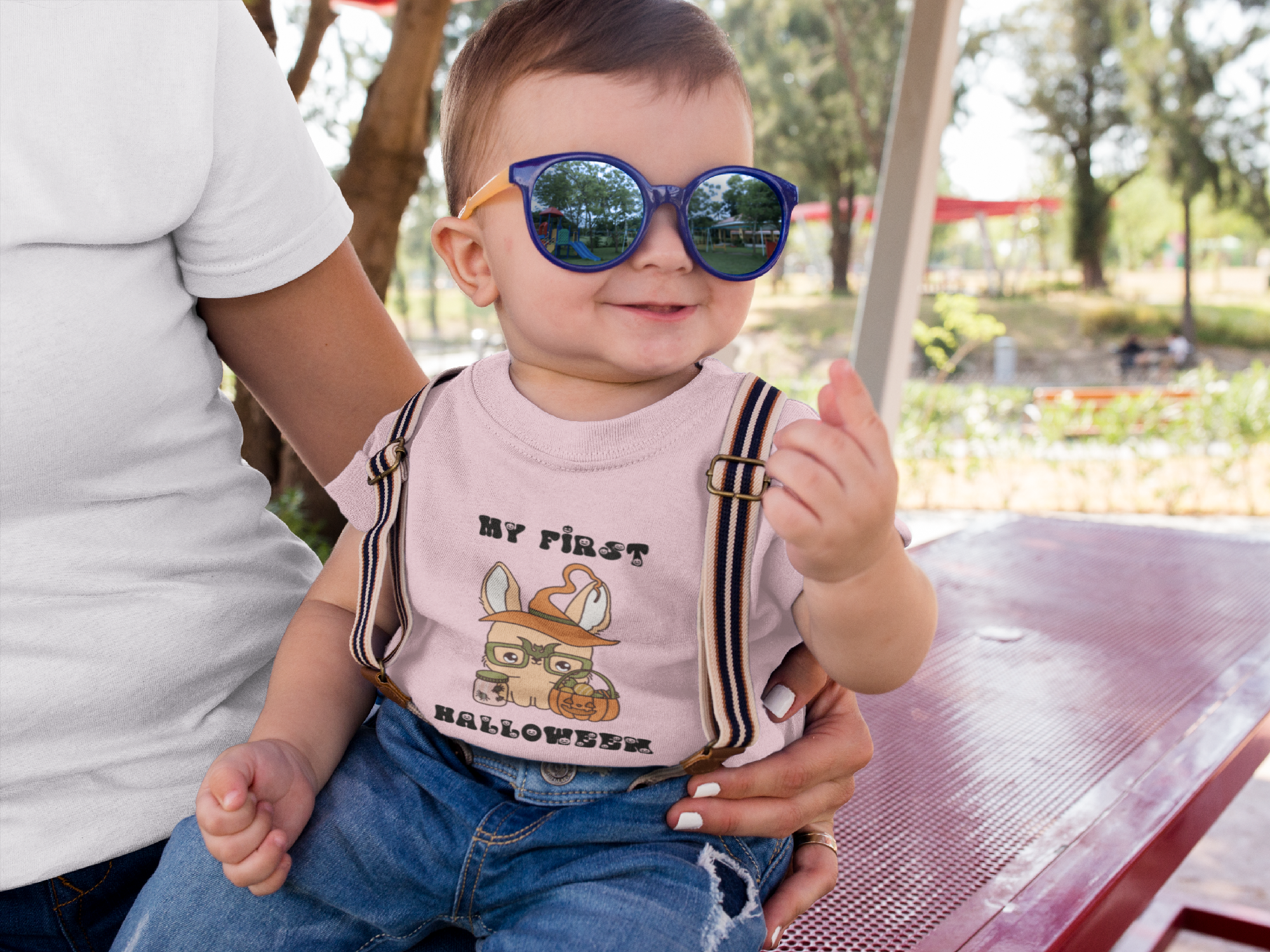 baby in my first halloween tee