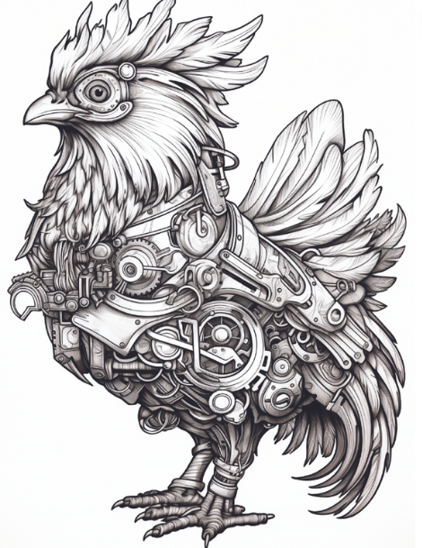Steampunk animal coloring page