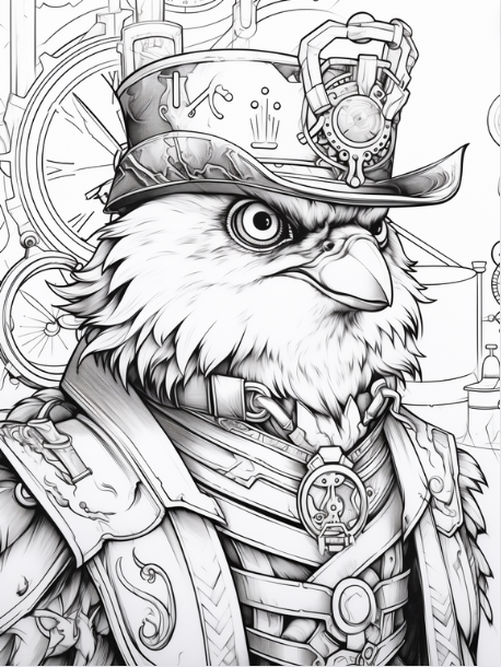 steampunk animal coloring page