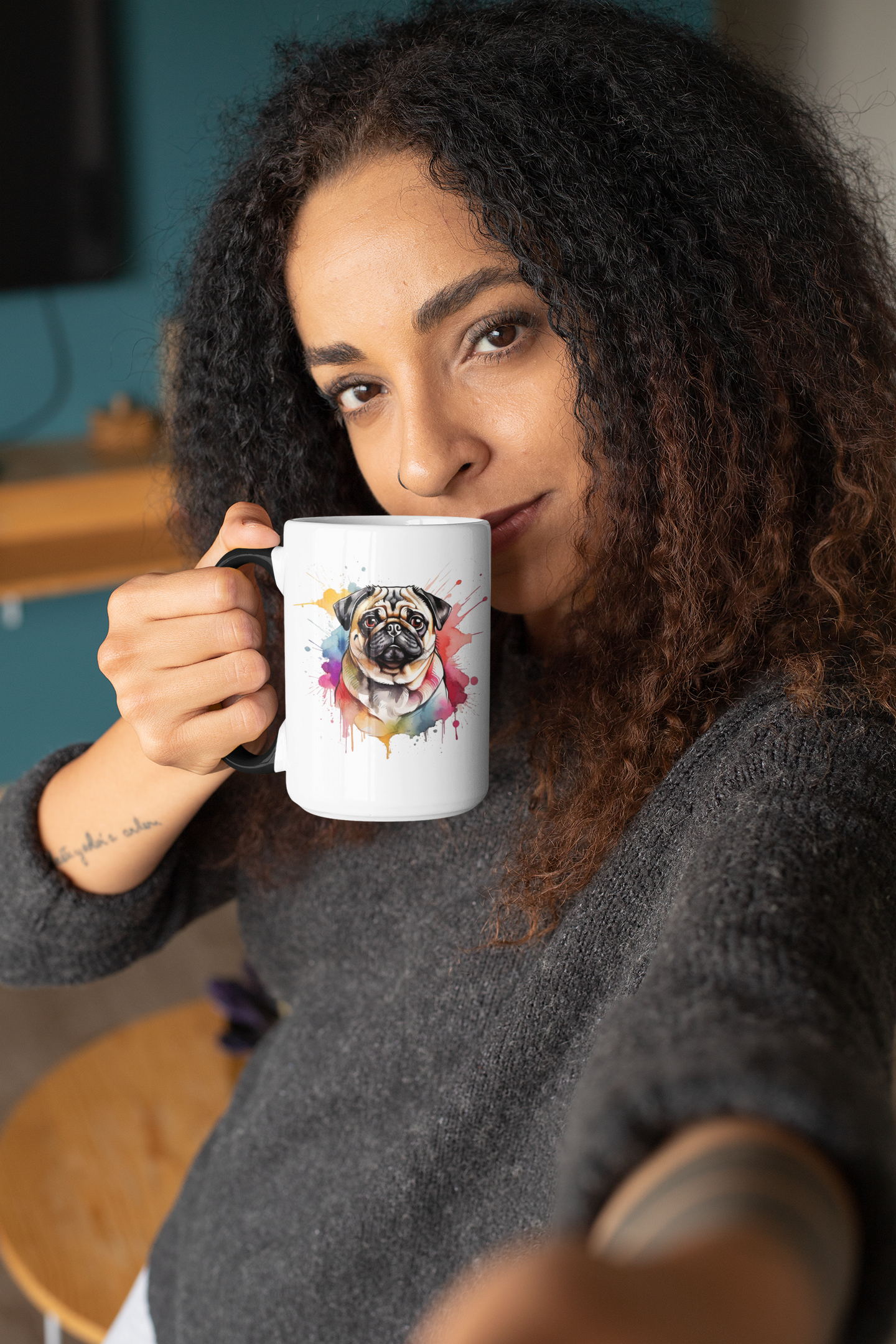 Watercolor Pug Magic Mug - Image 2