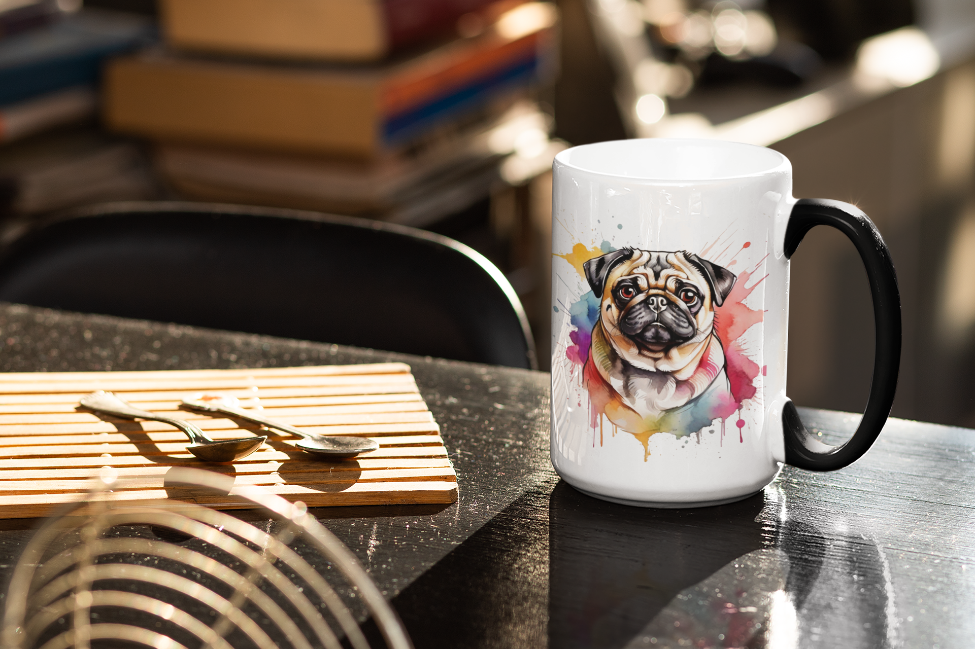 Watercolor Pug Magic Mug - Image 3