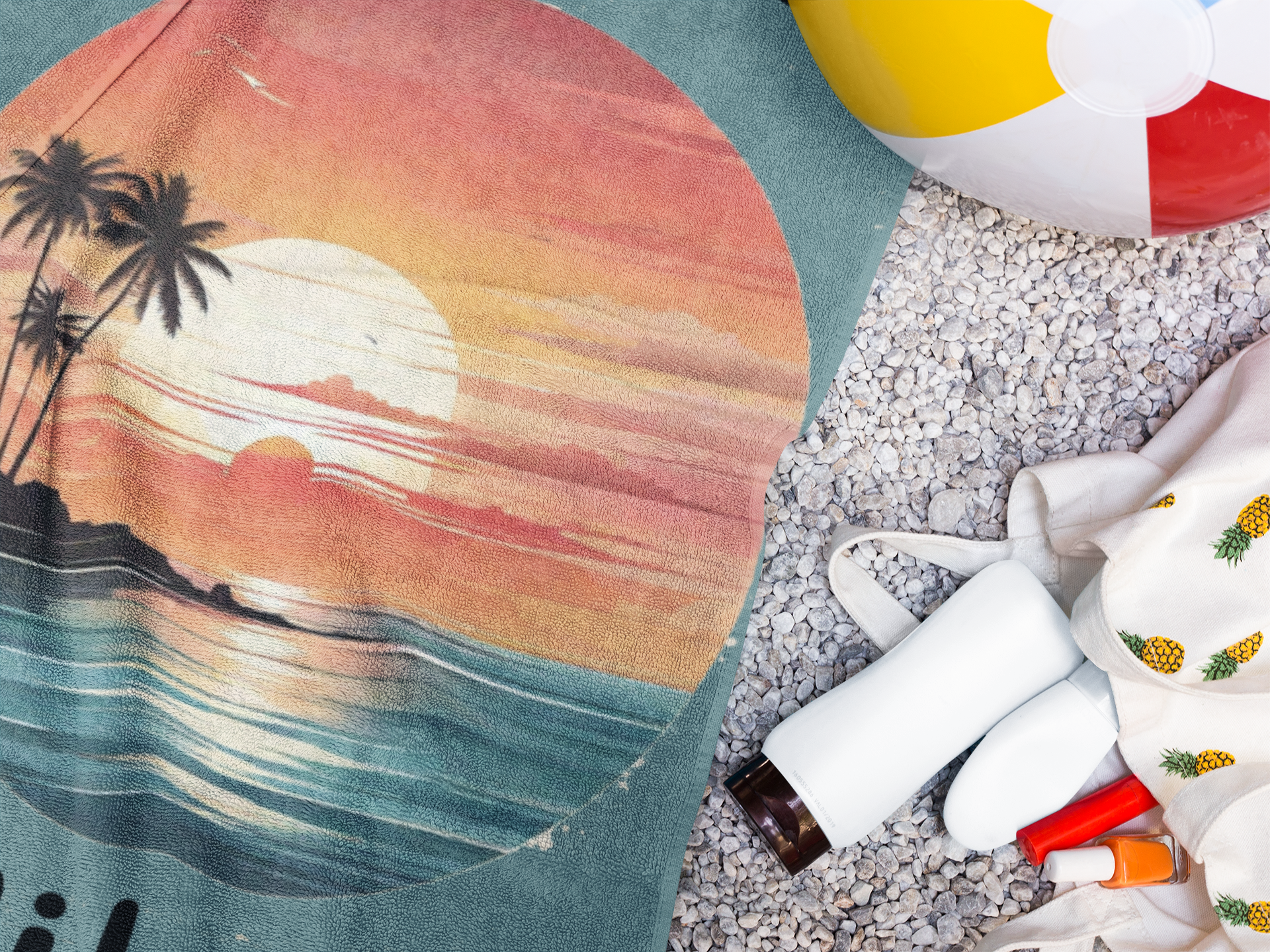 Retro Beach Vibes Beach Towel - Image 2