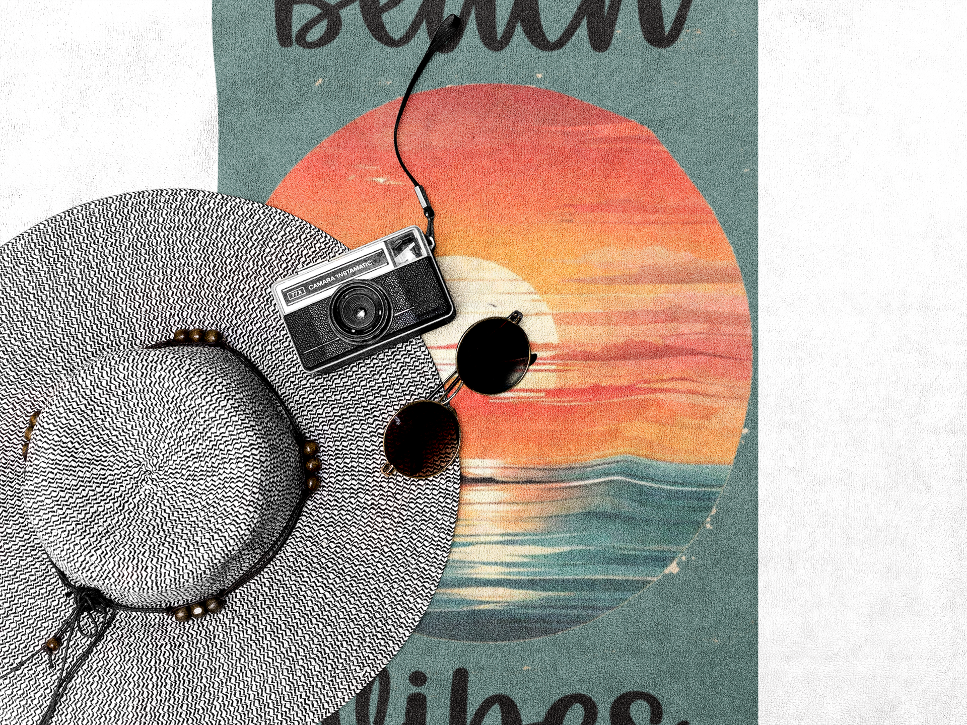 Retro Beach Vibes Beach Towel - Image 3
