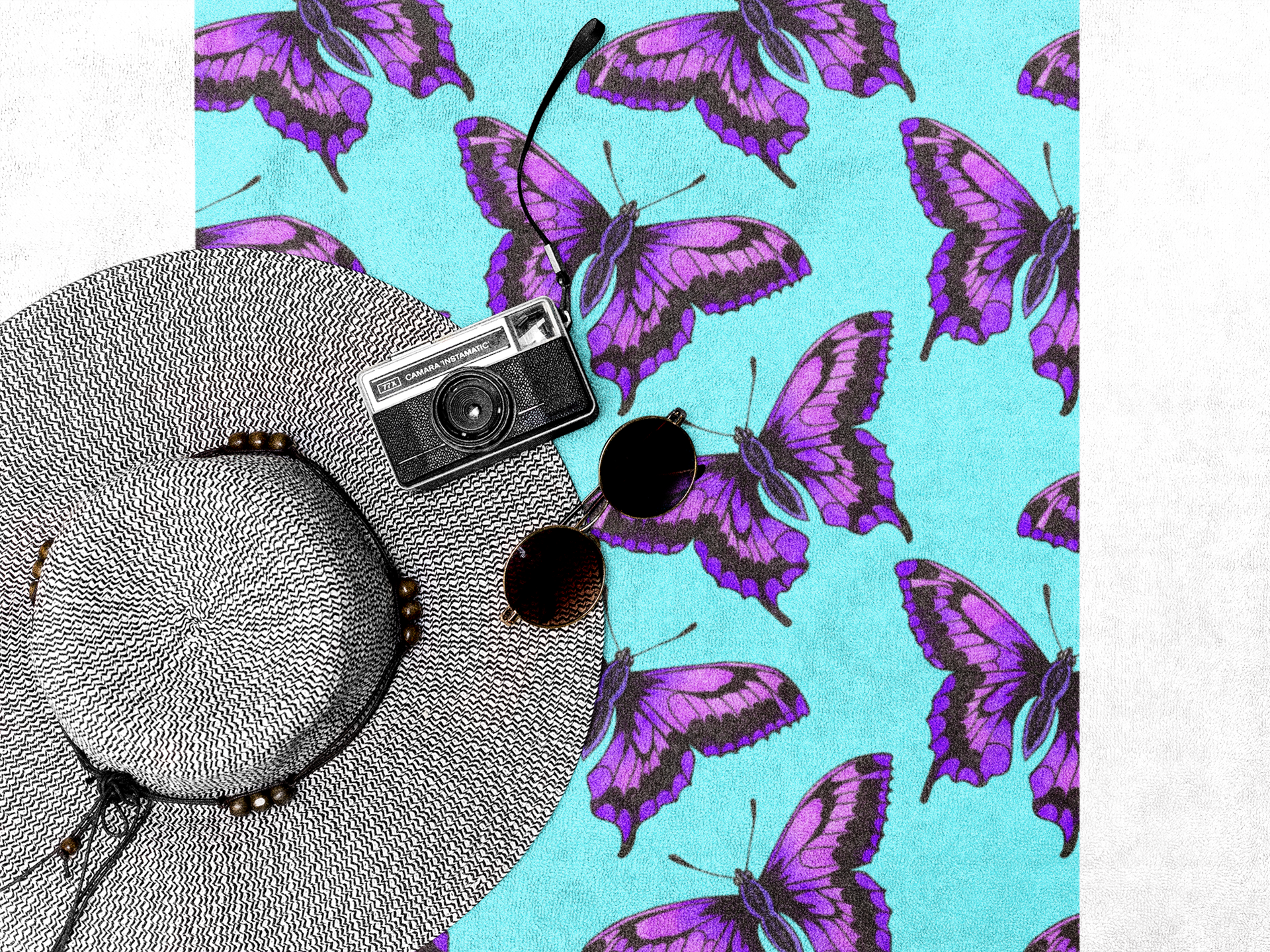 Purple Butterfly Beach Towel - Image 2