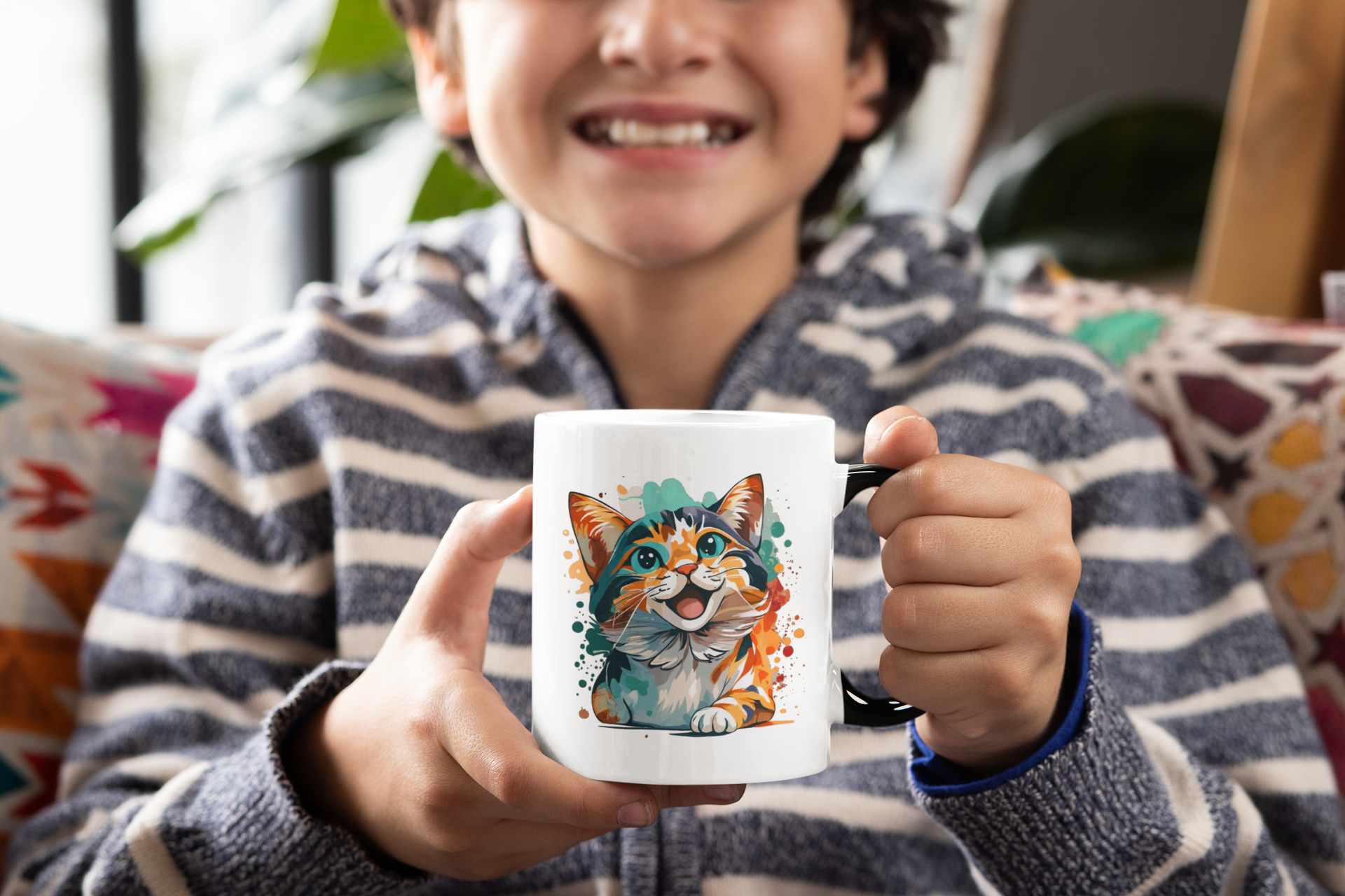 Watercolor Calico Magic Mug, - Image 2