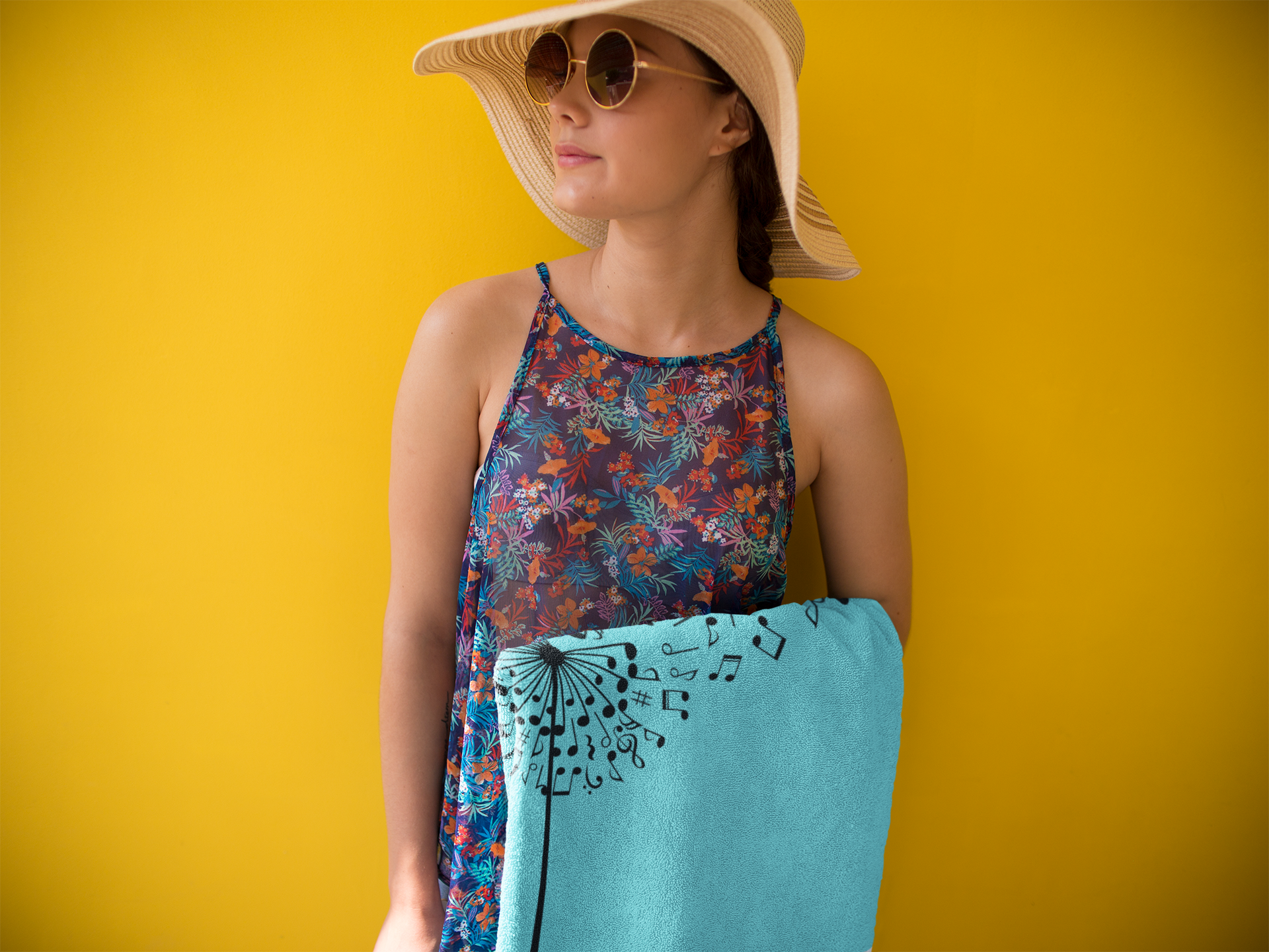 Music Note Dandelion Beach Towel - Image 2