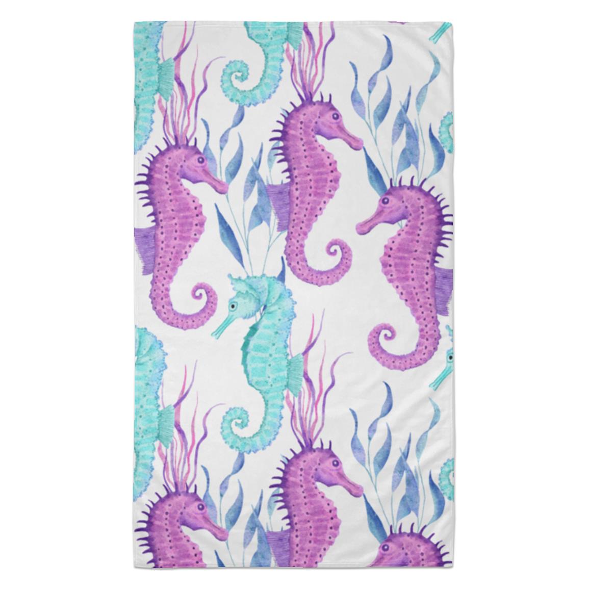 Watercolor Seahorse Beach Towel