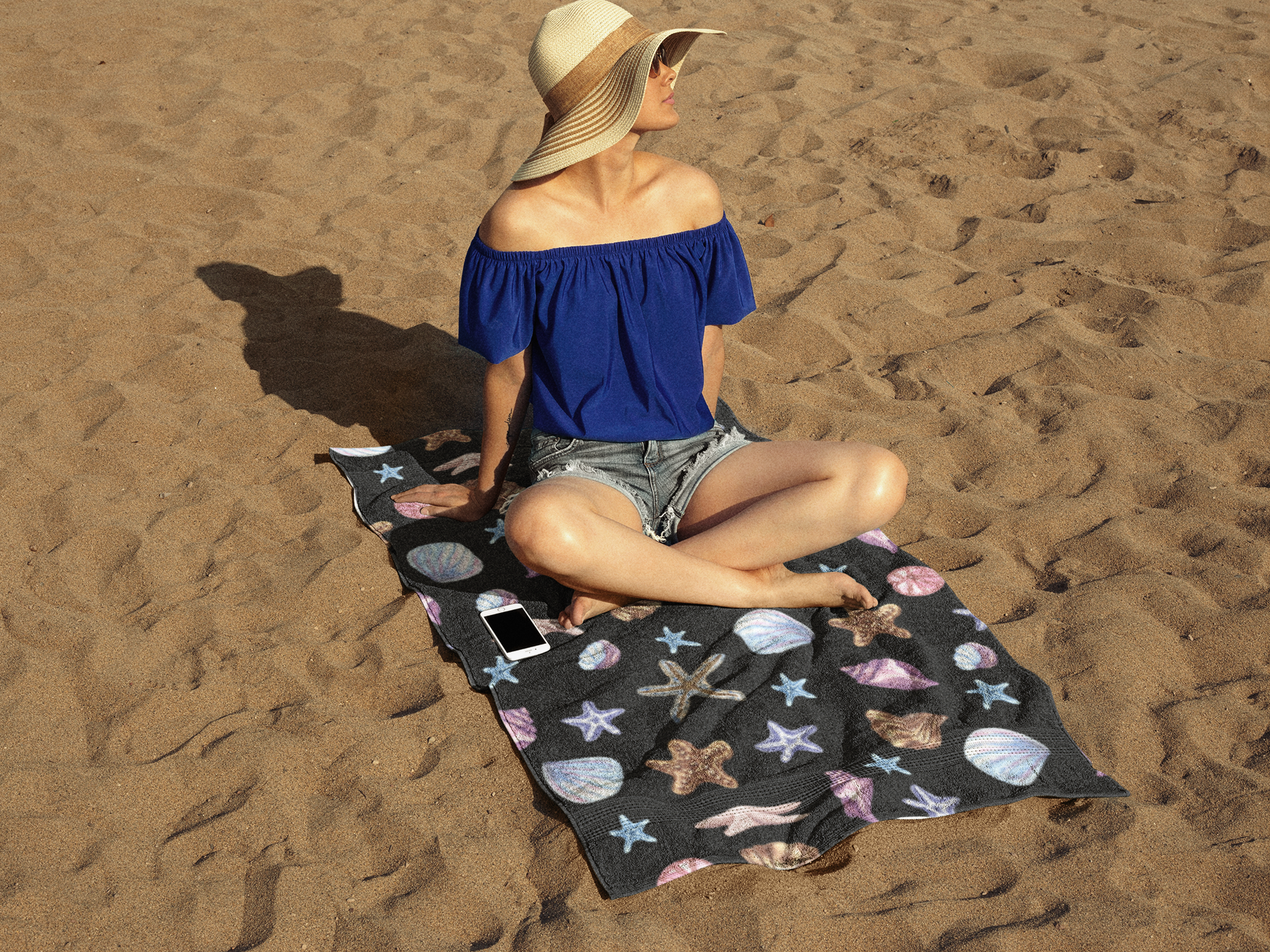 sea shells and stars beach towel