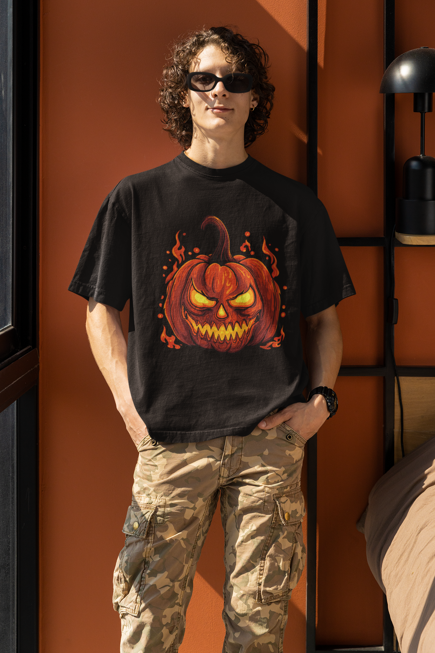 Fiery Jack-o-lantern T-Shirt - Image 3