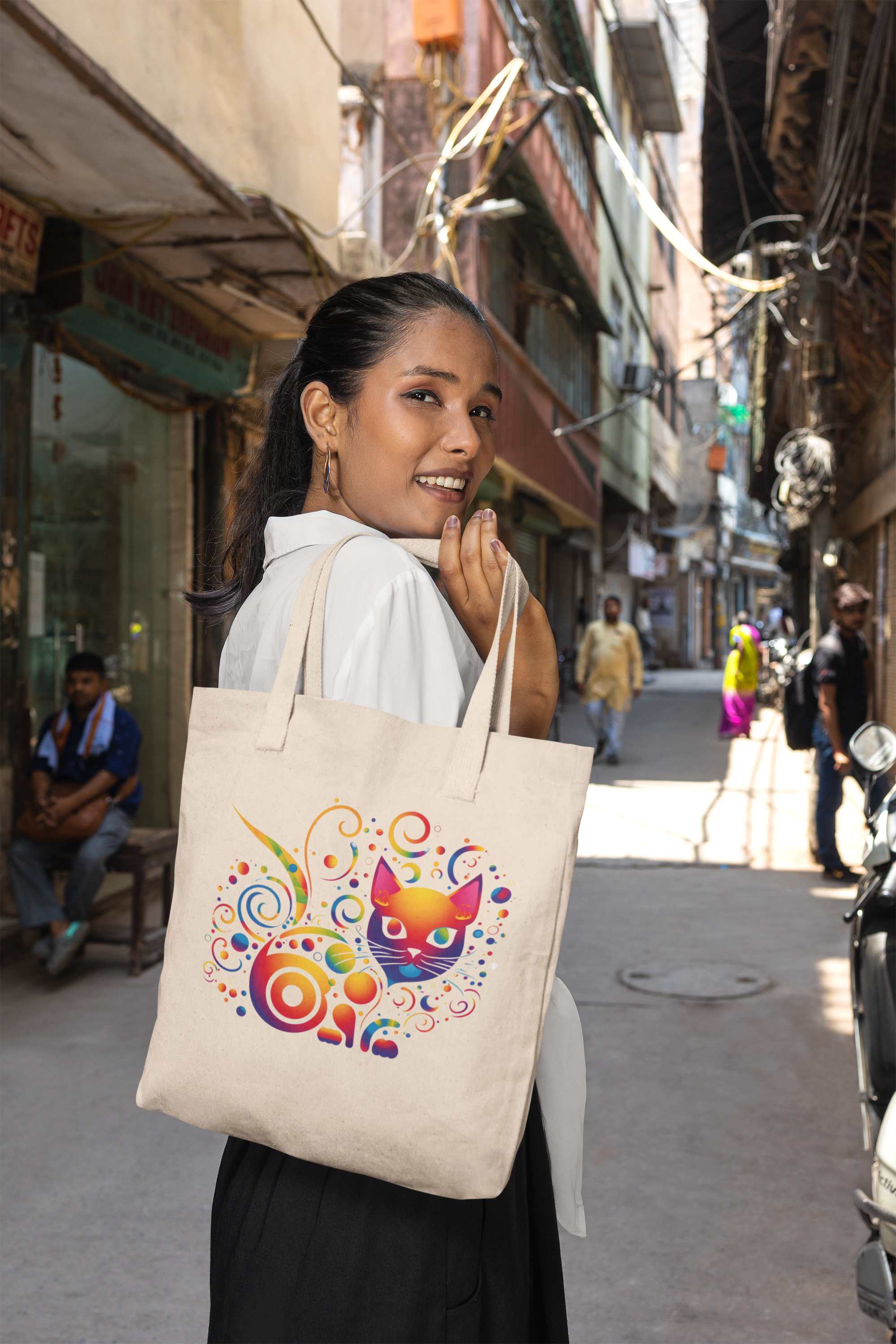 magical cat tote bag
