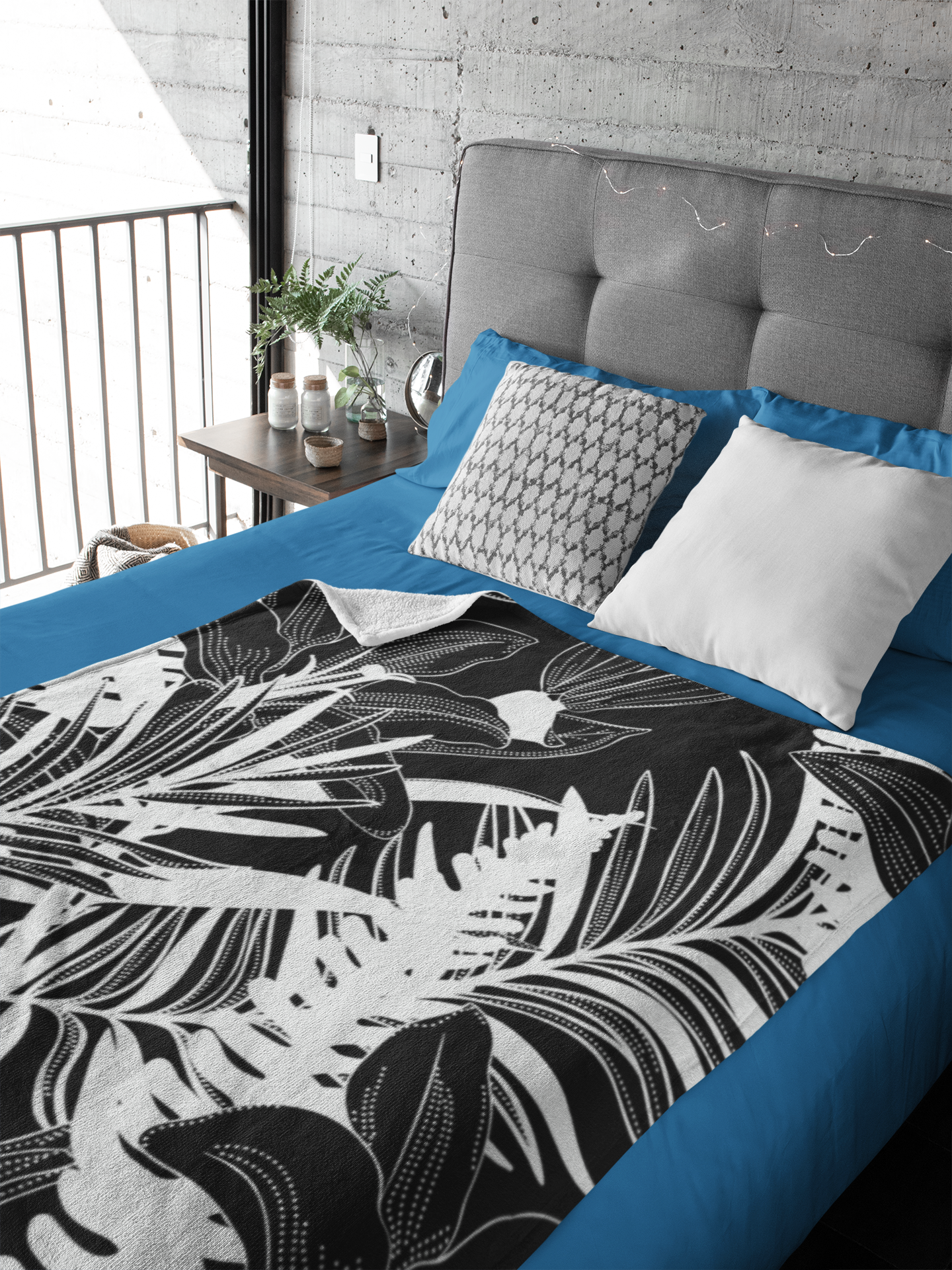 Black Lily Plush Fleece Blanket - Image 2