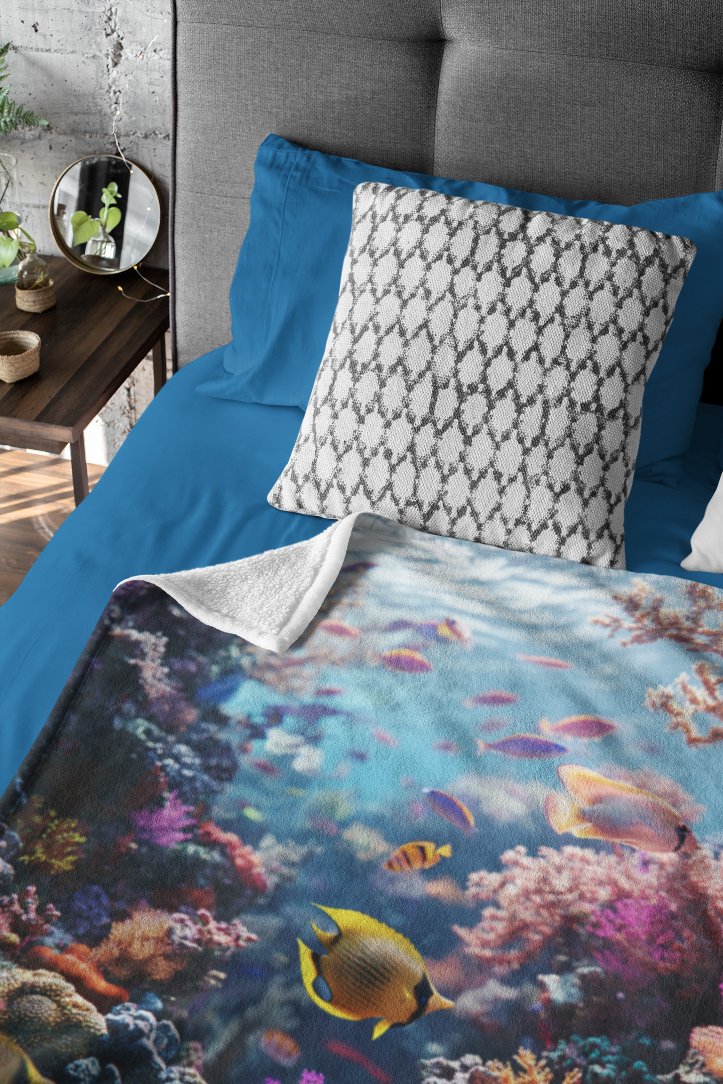 coral reef fleece blanket