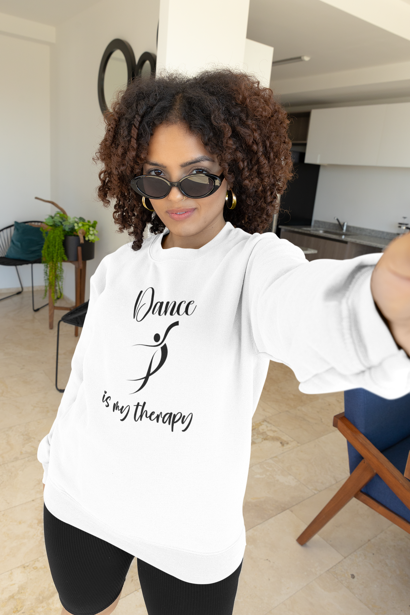 mock up of a person wearing a dance is my therapy sweatshirt