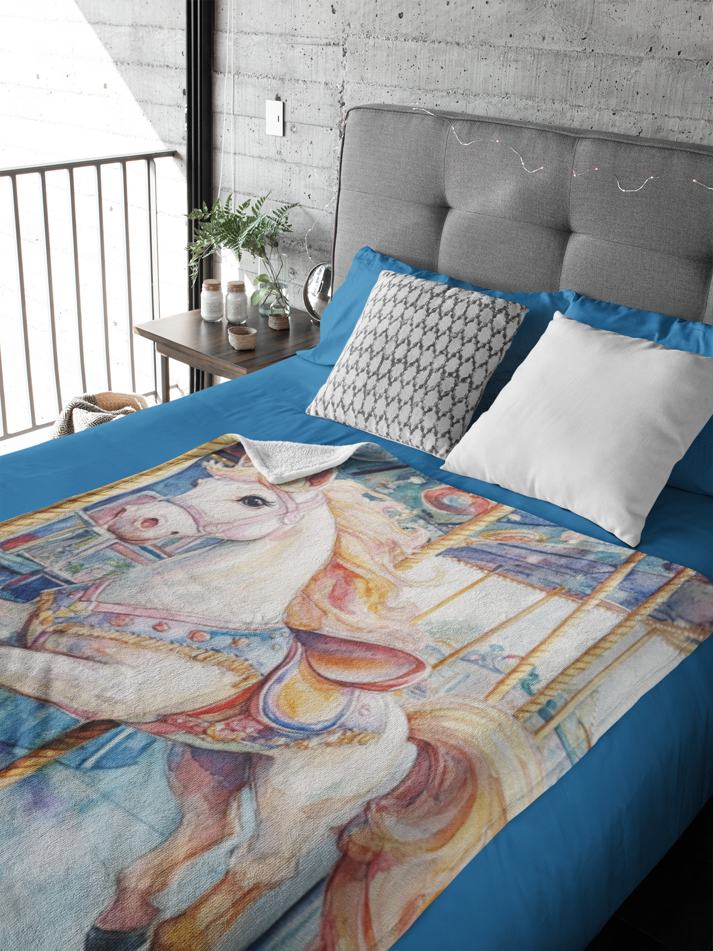 Carousel Unicorn Plush Fleece Blanket - Image 2