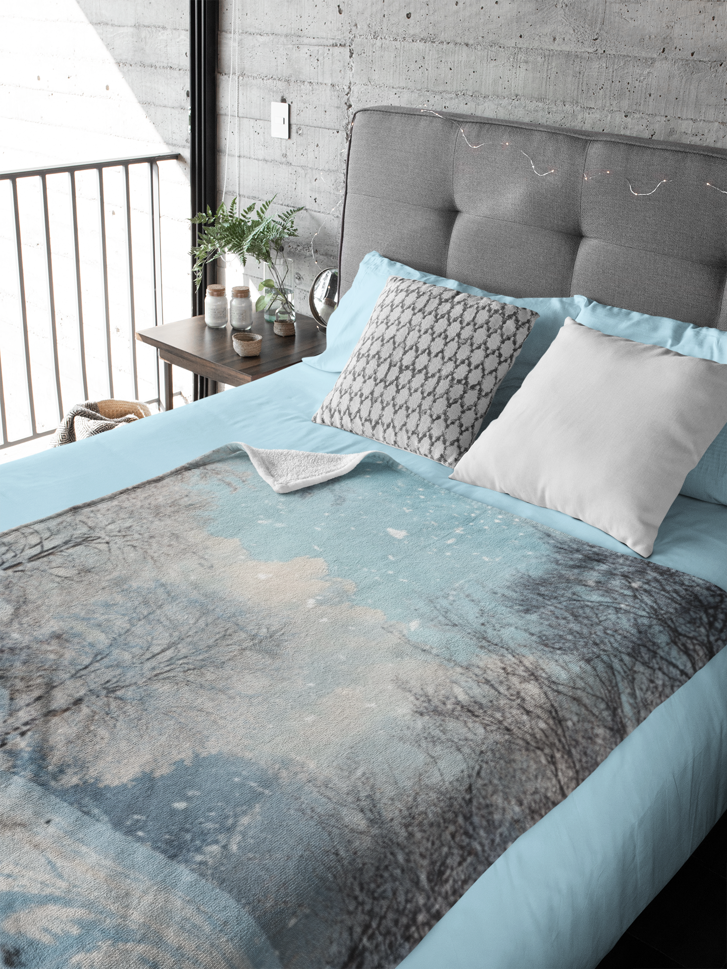 Snowy Cabin Fleece Blanket - Image 2