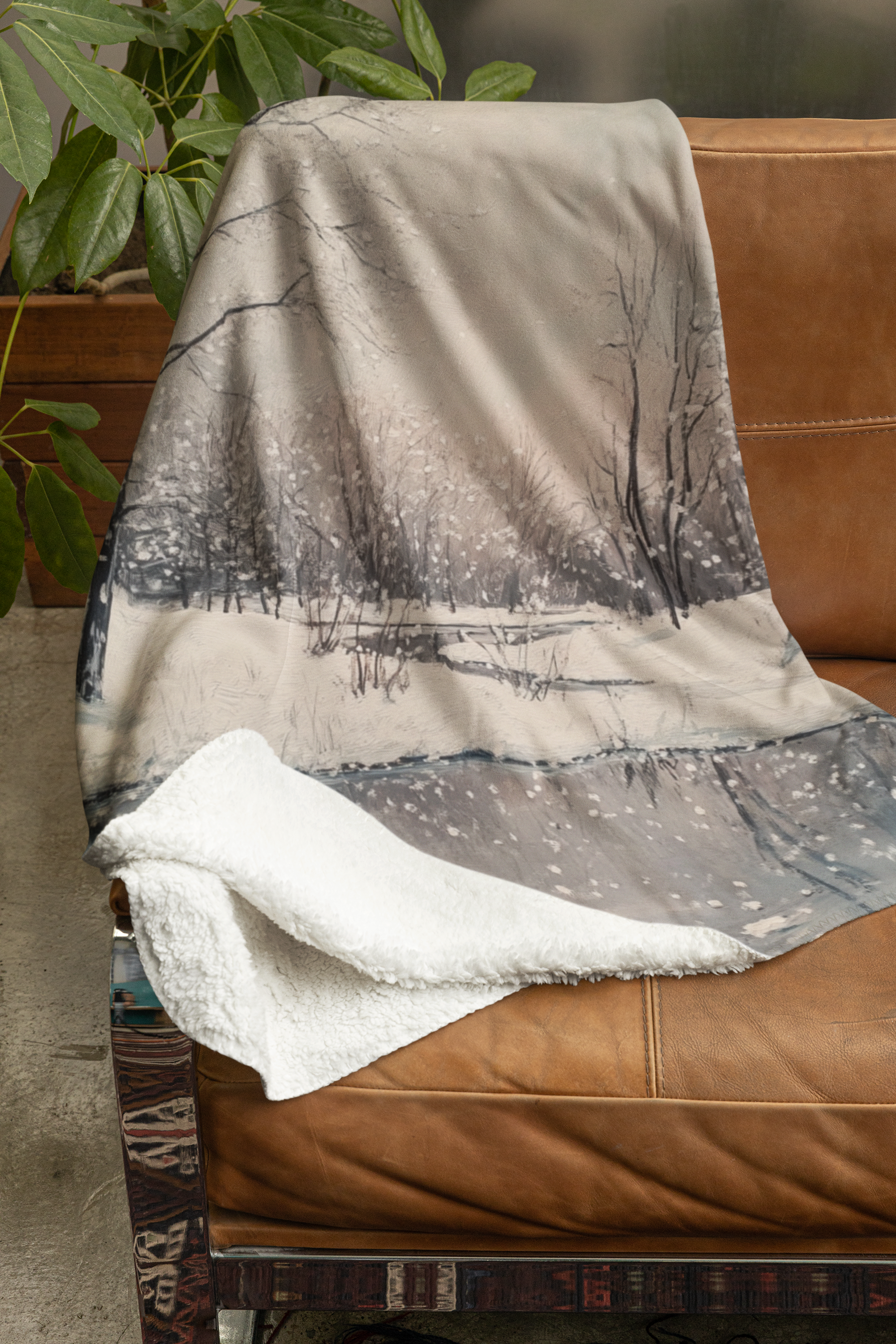 Snowy Lake Fleece Blanket - Image 2