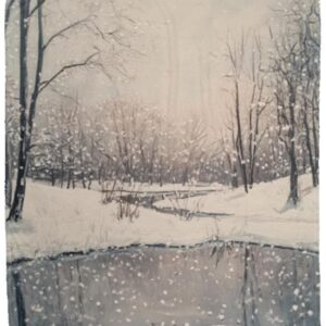 Snowy Lake Fleece Blanket