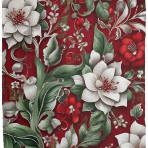 Red Flower Pattern Fleece Blanket