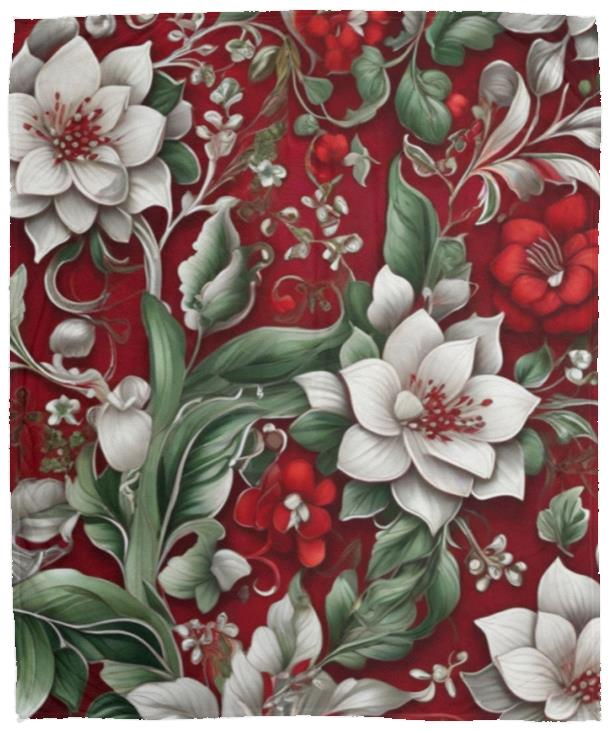 Red Flower Pattern Fleece Blanket