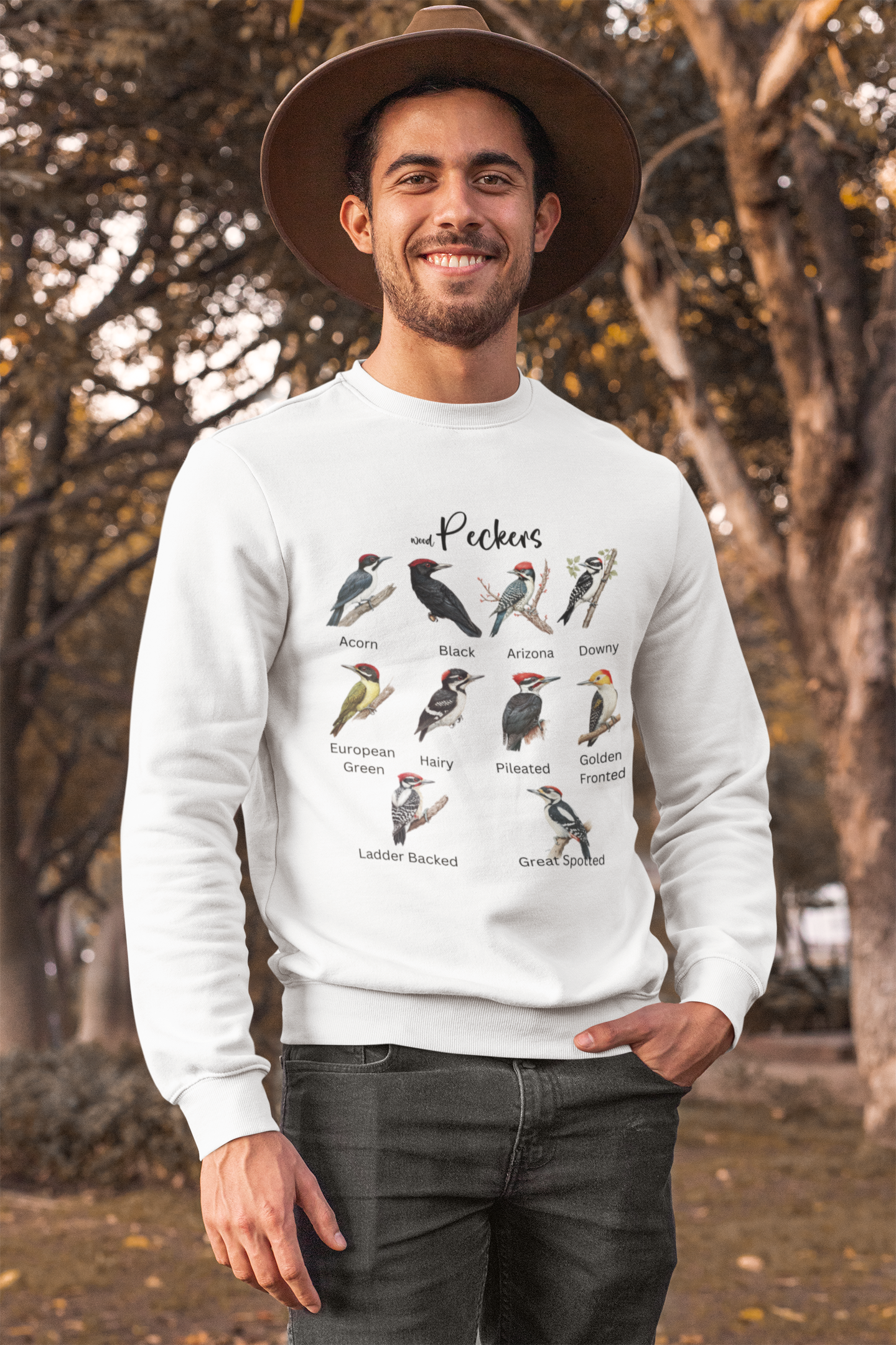 man wearing Peckers sweatshirt
